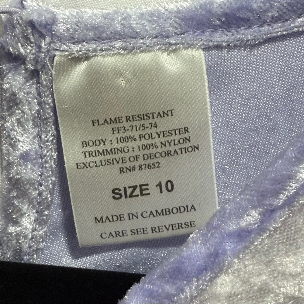 Vintage 2004 Care Bears Purple Velvet‎ Nightgown Dress Kids Size 10 Rainbow Gift